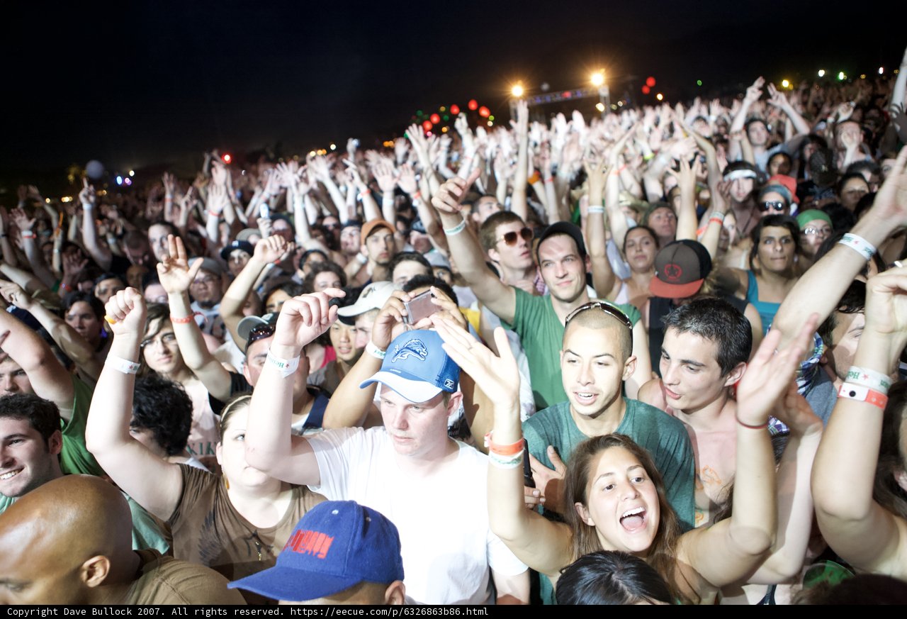 Hands Up in the Night Sky at Coachella