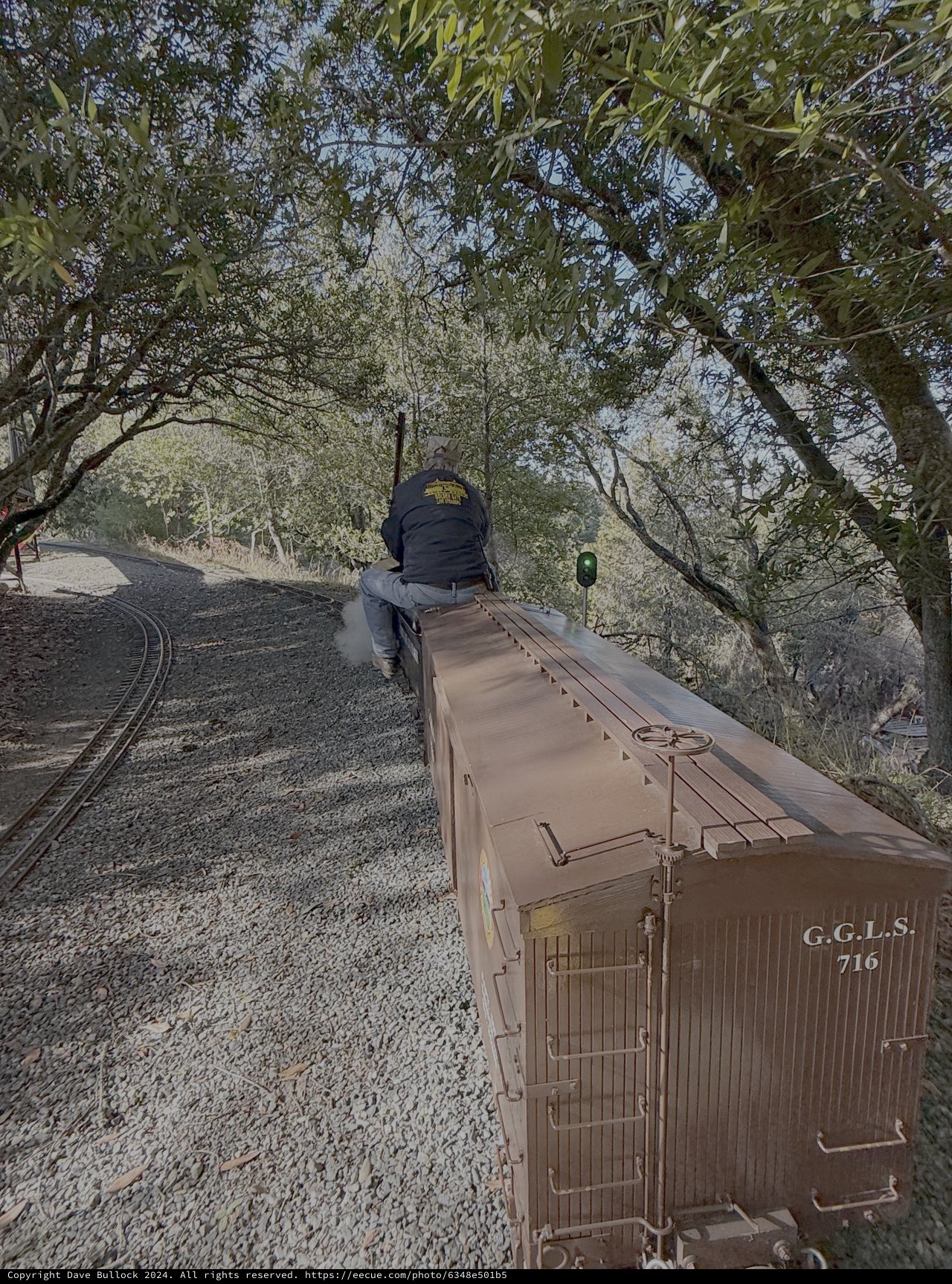 Vintage Railroad Car on Desert Tracks