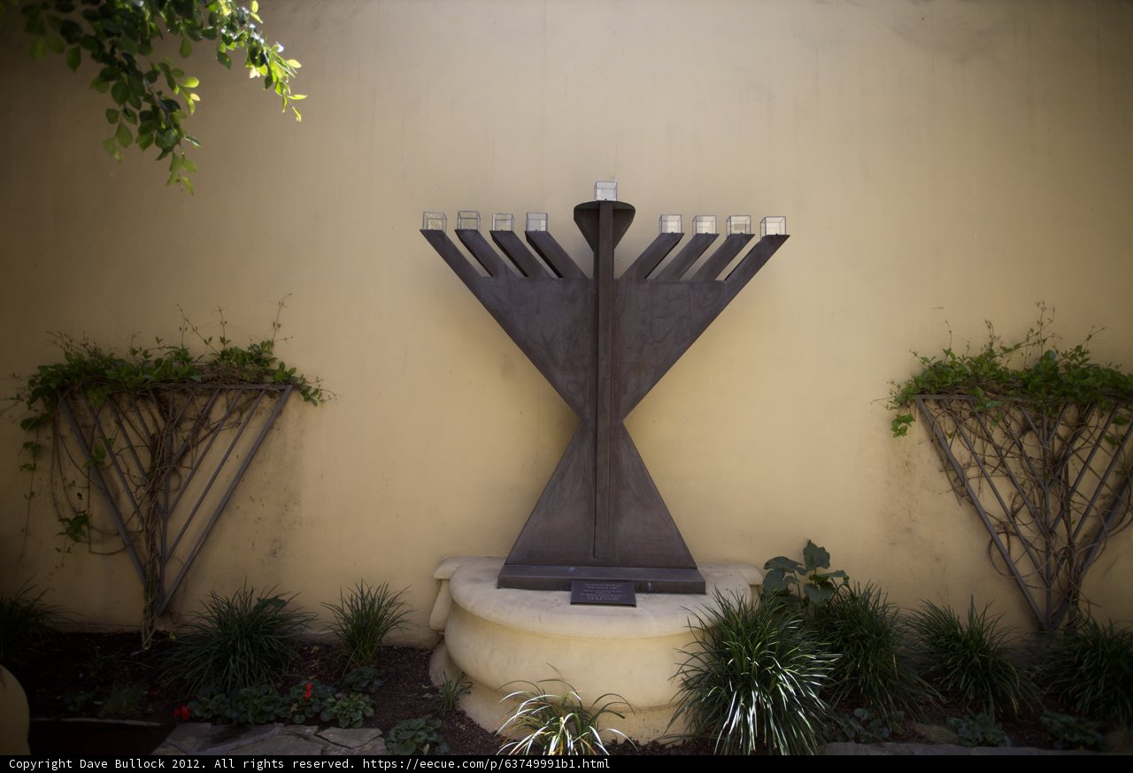 Hanukkah Menorah Displayed Outside of a Building