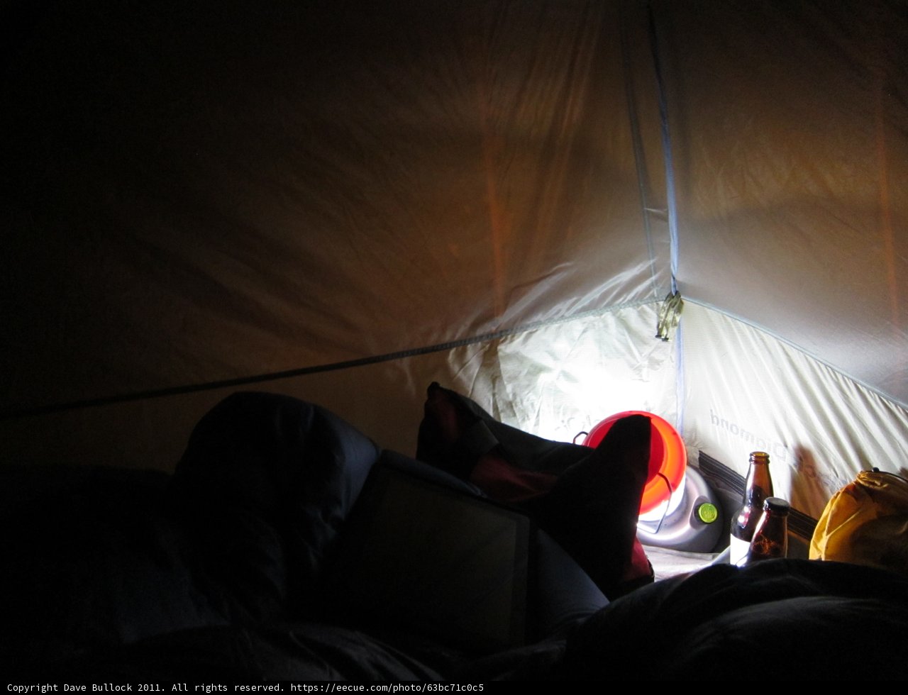Relaxing in the Mountain Tent