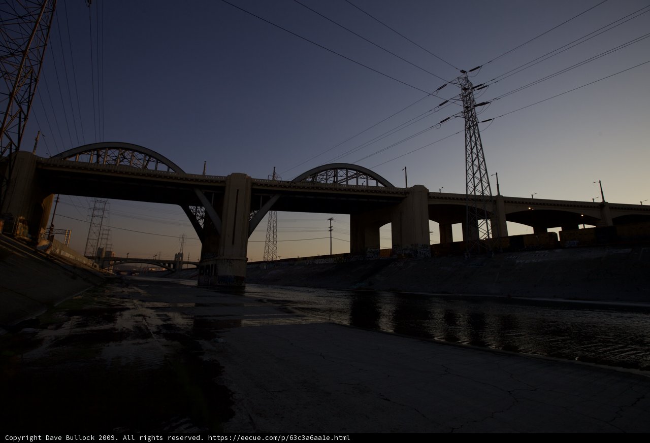 LA River Freeway Overpass at Sunset
