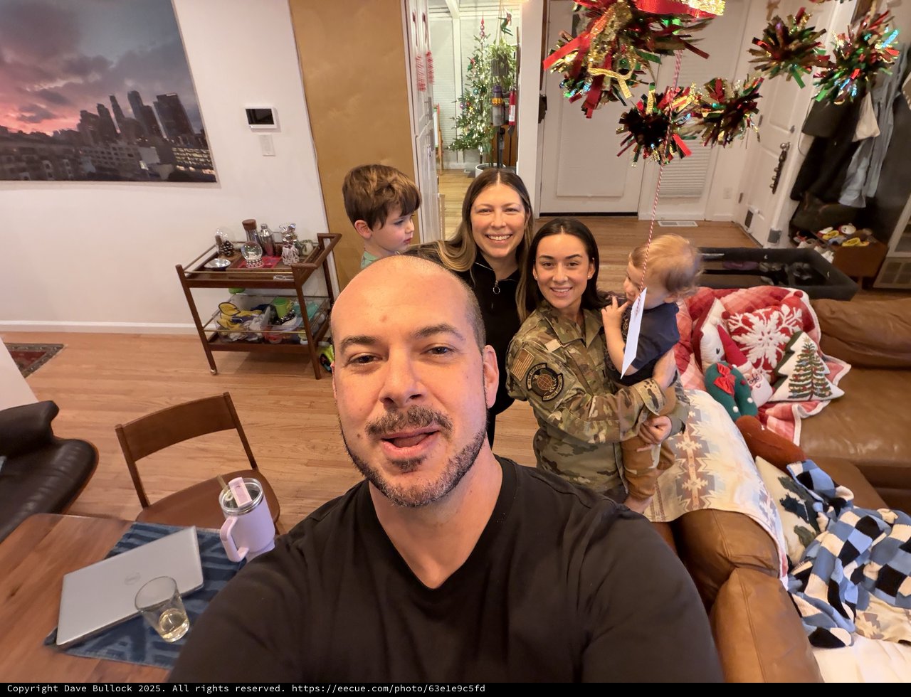 Family Holiday Selfie in Modern Living Room