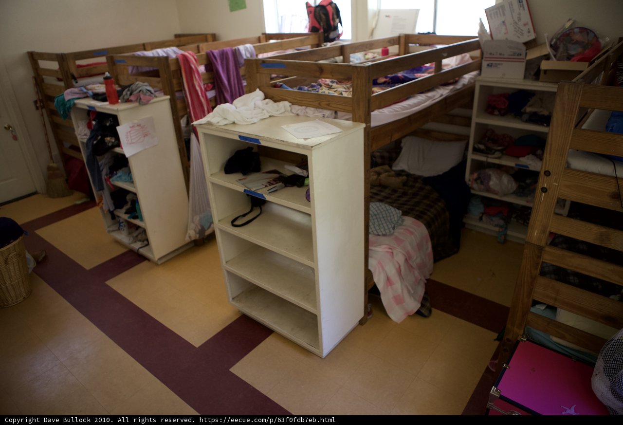 Wood Bunk Bed in Camp Dorm Room