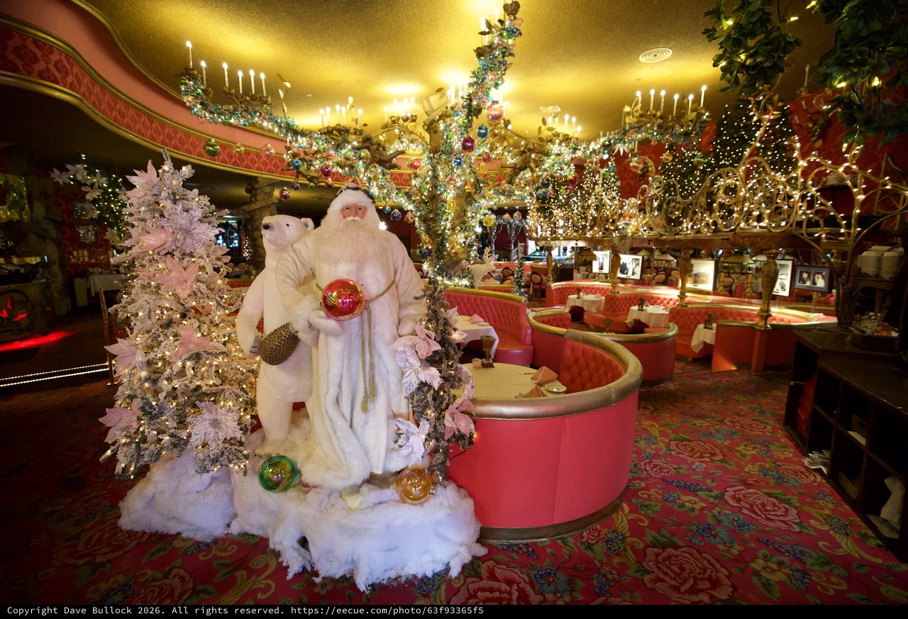 Lavish Holiday Display at Opulent Restaurant Interior