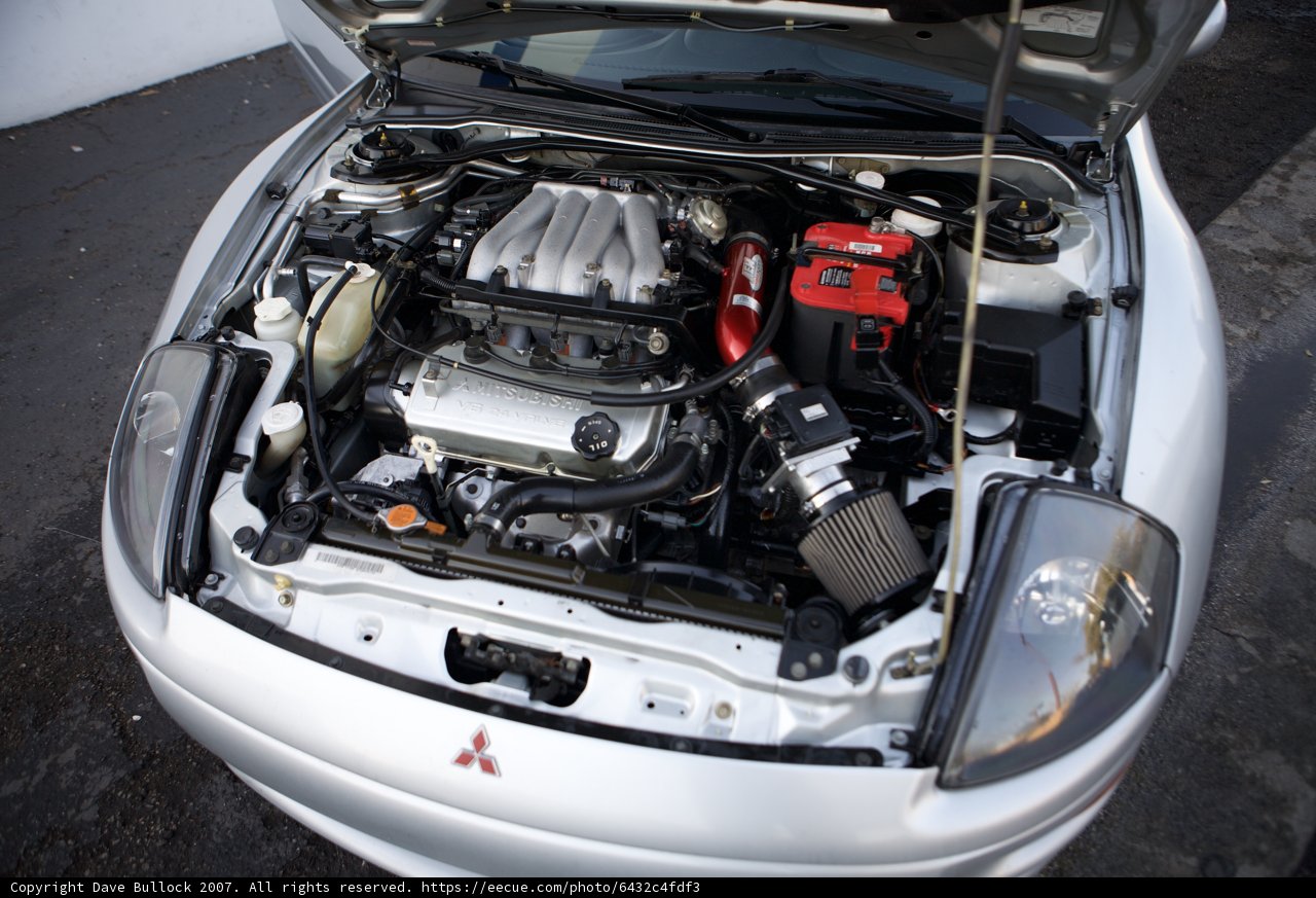 Red Hot Engine in White Car