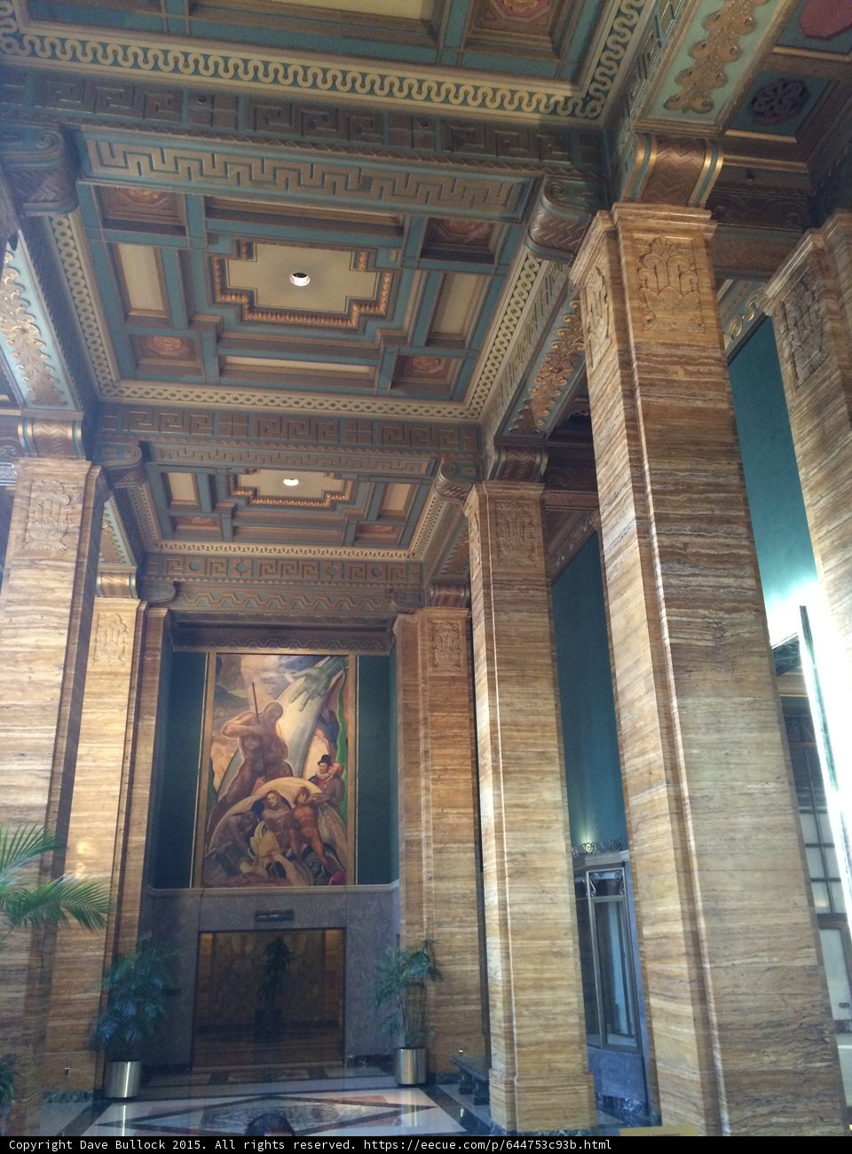 Artistic Lobby with Striking Painting on Wall
