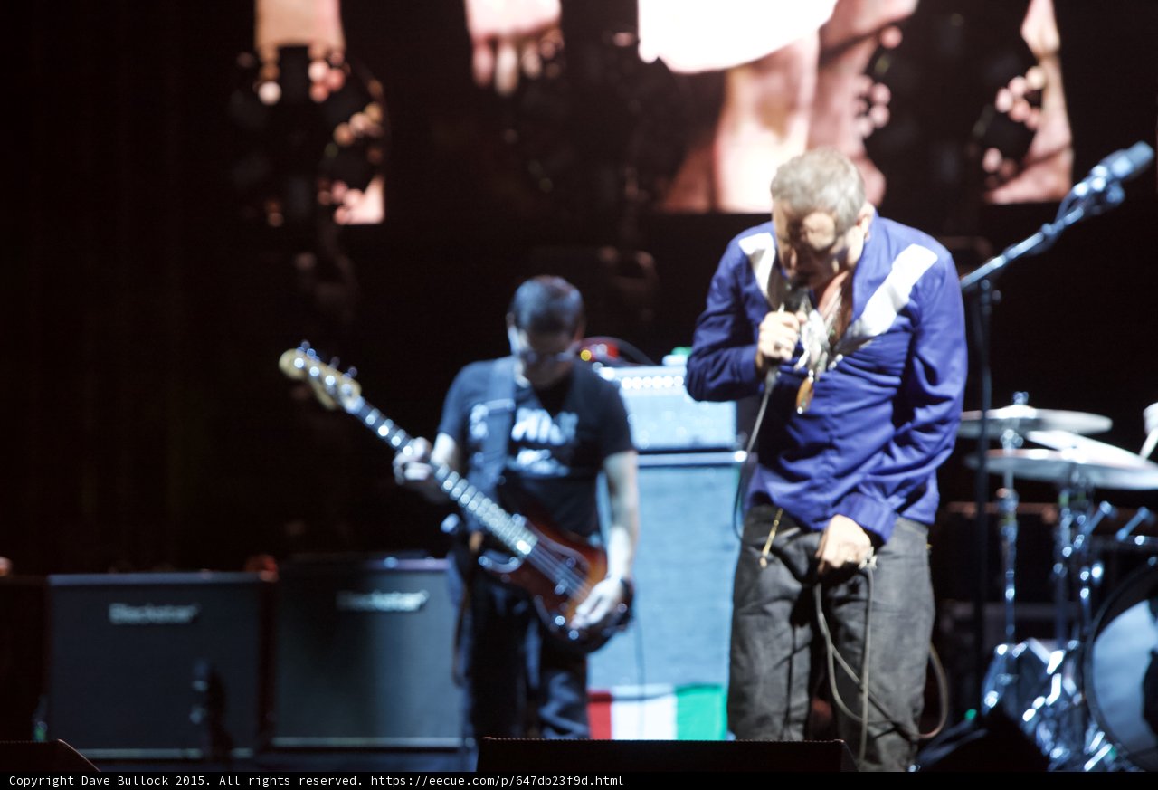 Morrissey Bowing Bent Over Blue Shirt Bassist Glasses Sunburst Bass Blackstar Italian Flag Smiths Screen