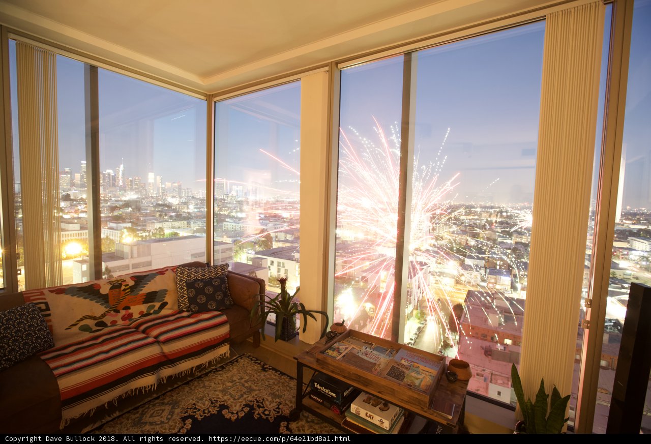 Fireworks Spectacle from Penthouse Living Room
