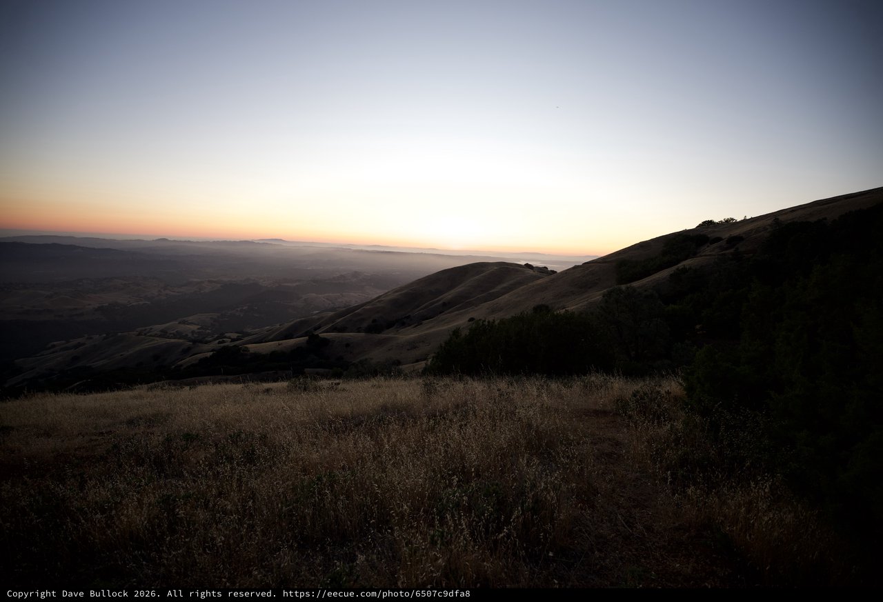 Golden Dusk Over Mount Diablo's Rolling Hills