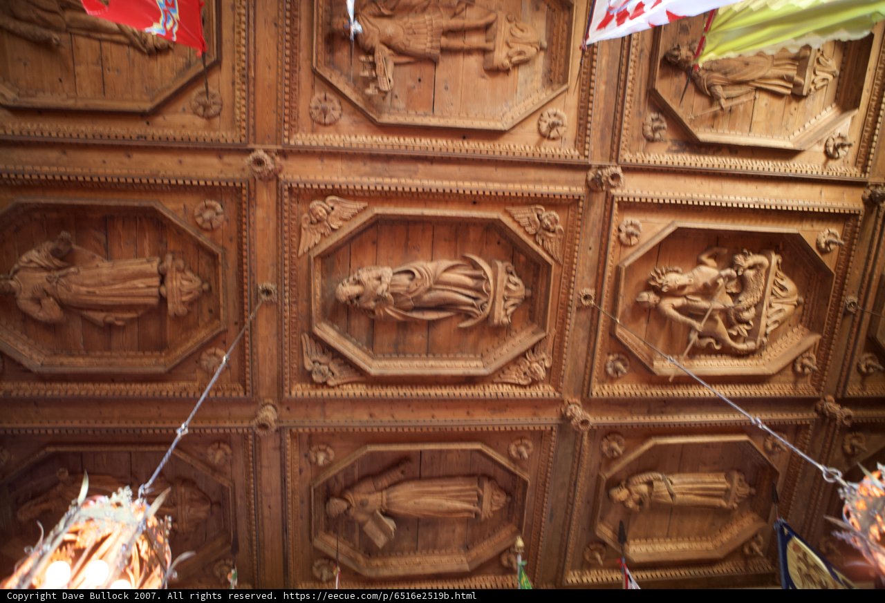 Carved Wood Panels in a Beautiful Ceiling