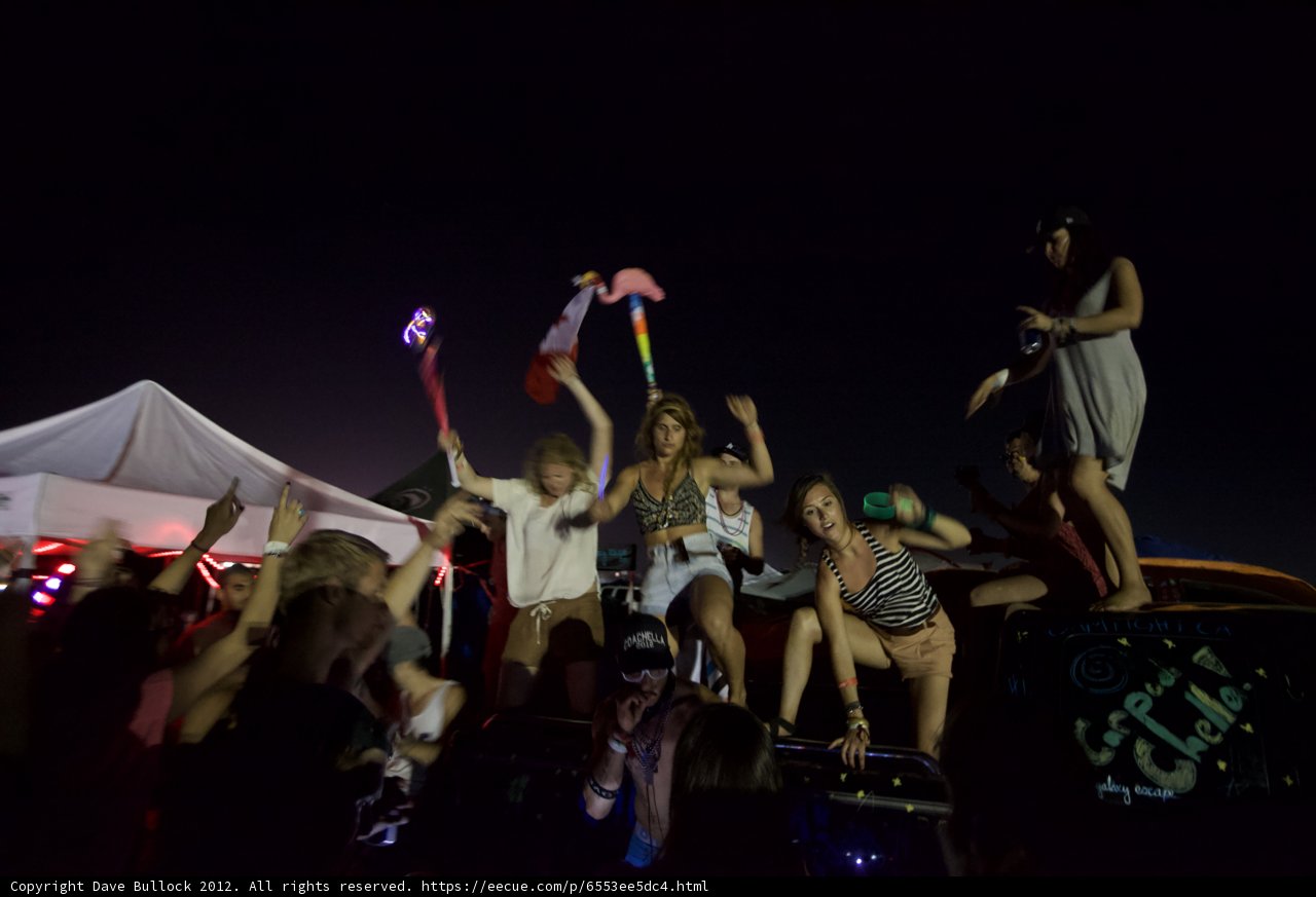 Nighttime Car Party at Coachella