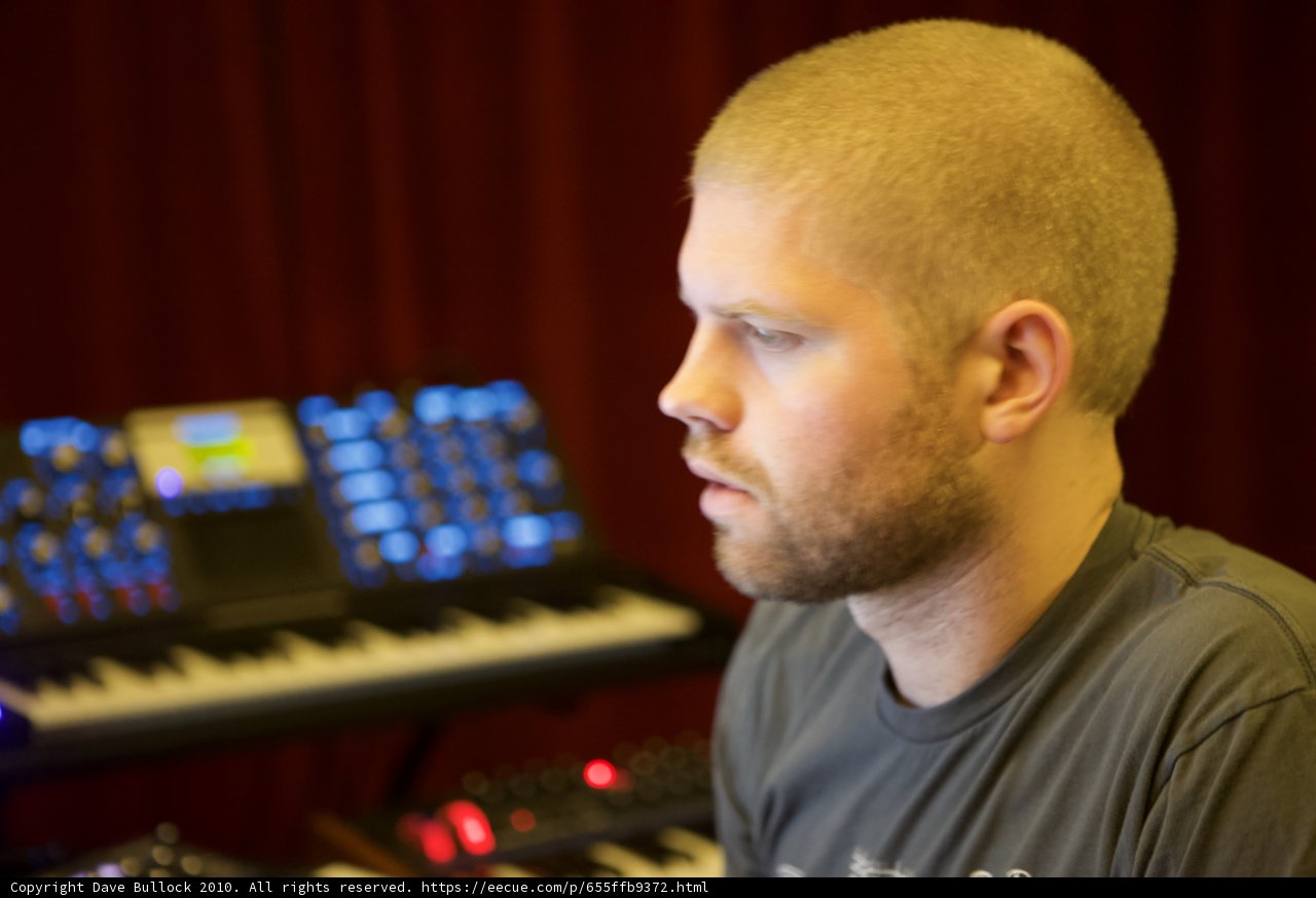 Morgan Page creating electronic sounds in studio