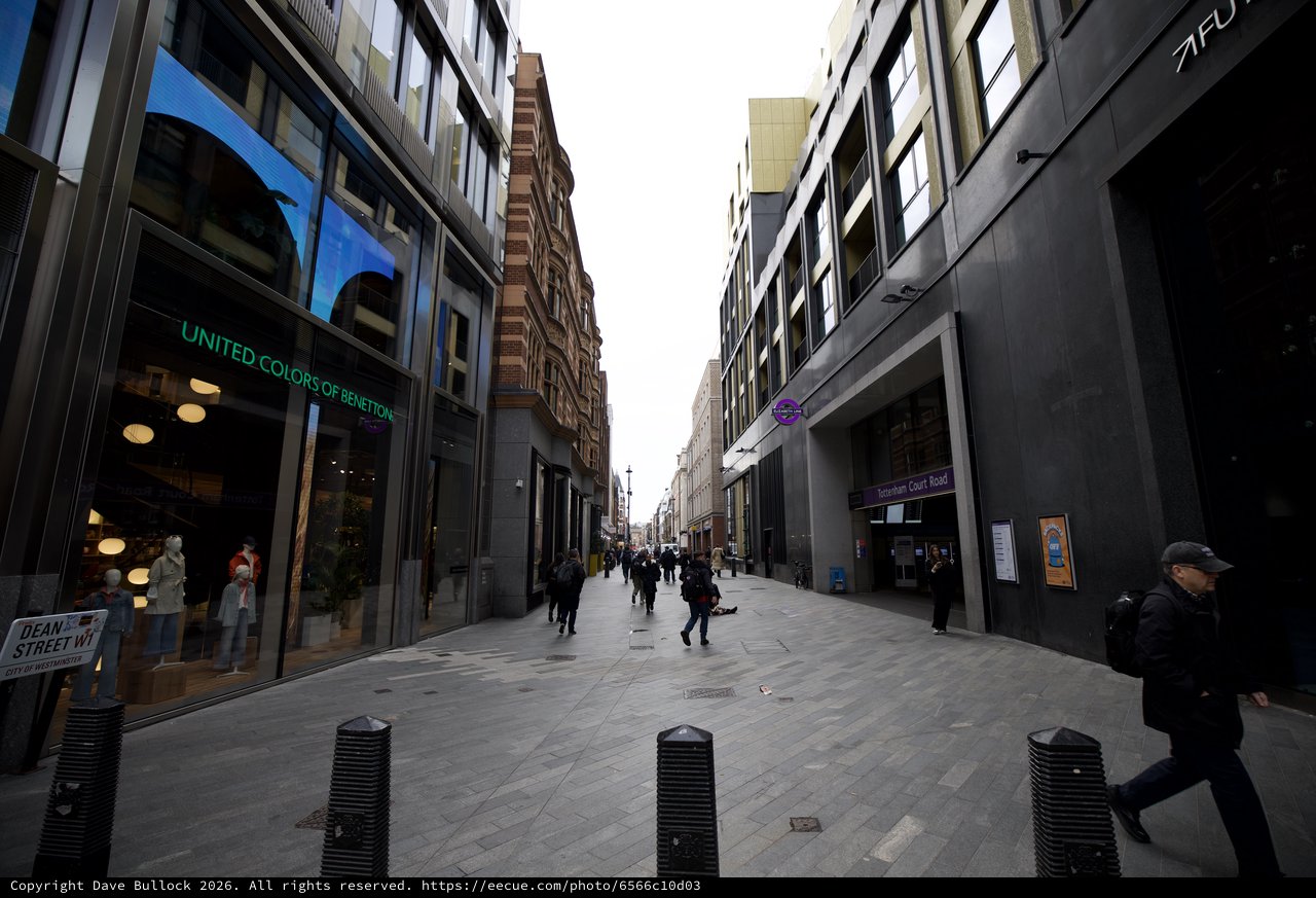 Modern Shopping District on Overcast Winter Day