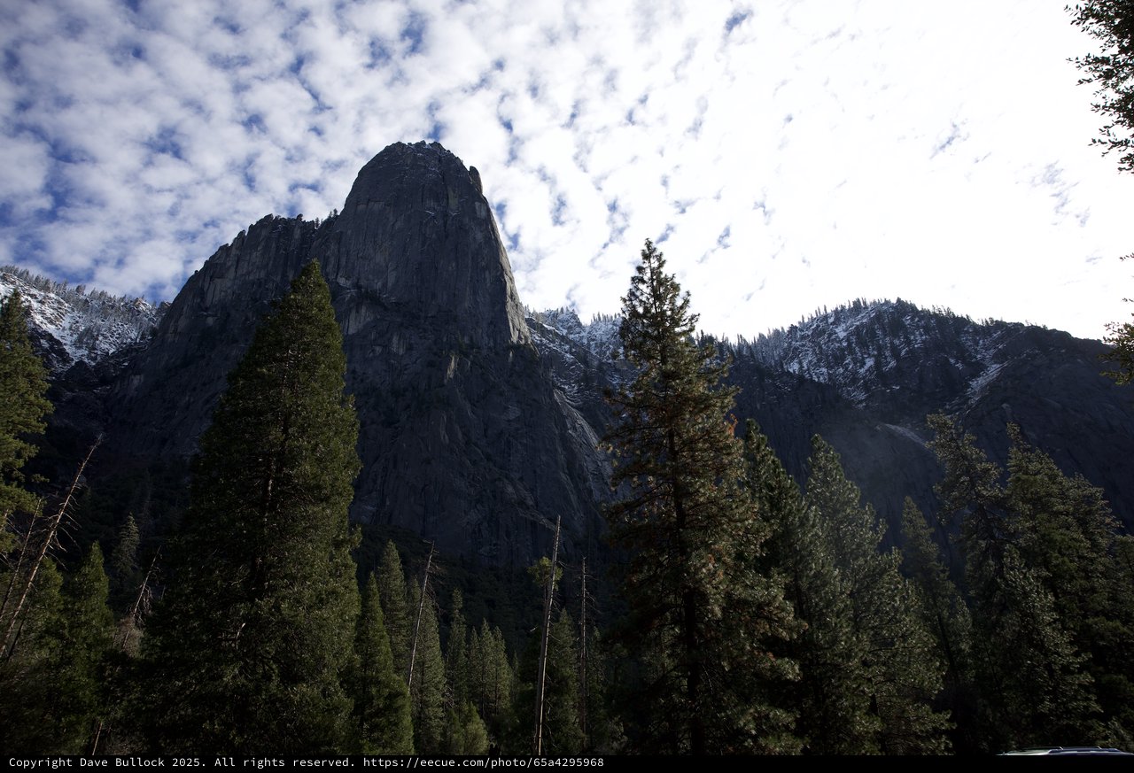 Sentinel Rock Rising Above Yosemite Valley Forest