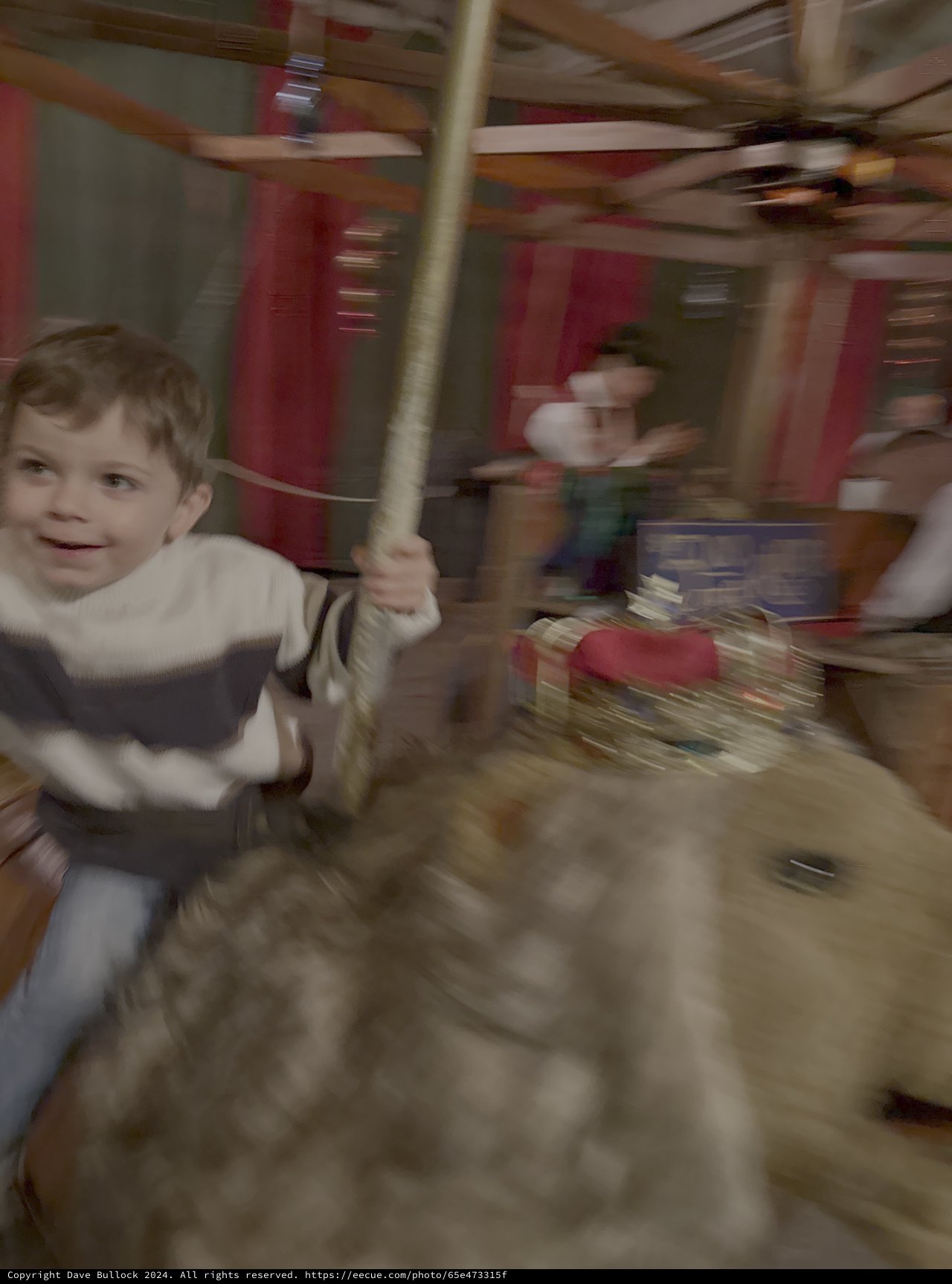 Child Enjoying Carousel Ride with Pure Joy