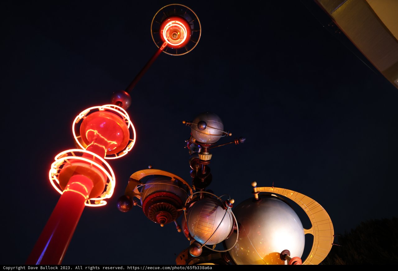 Illuminated sphere in the night sky