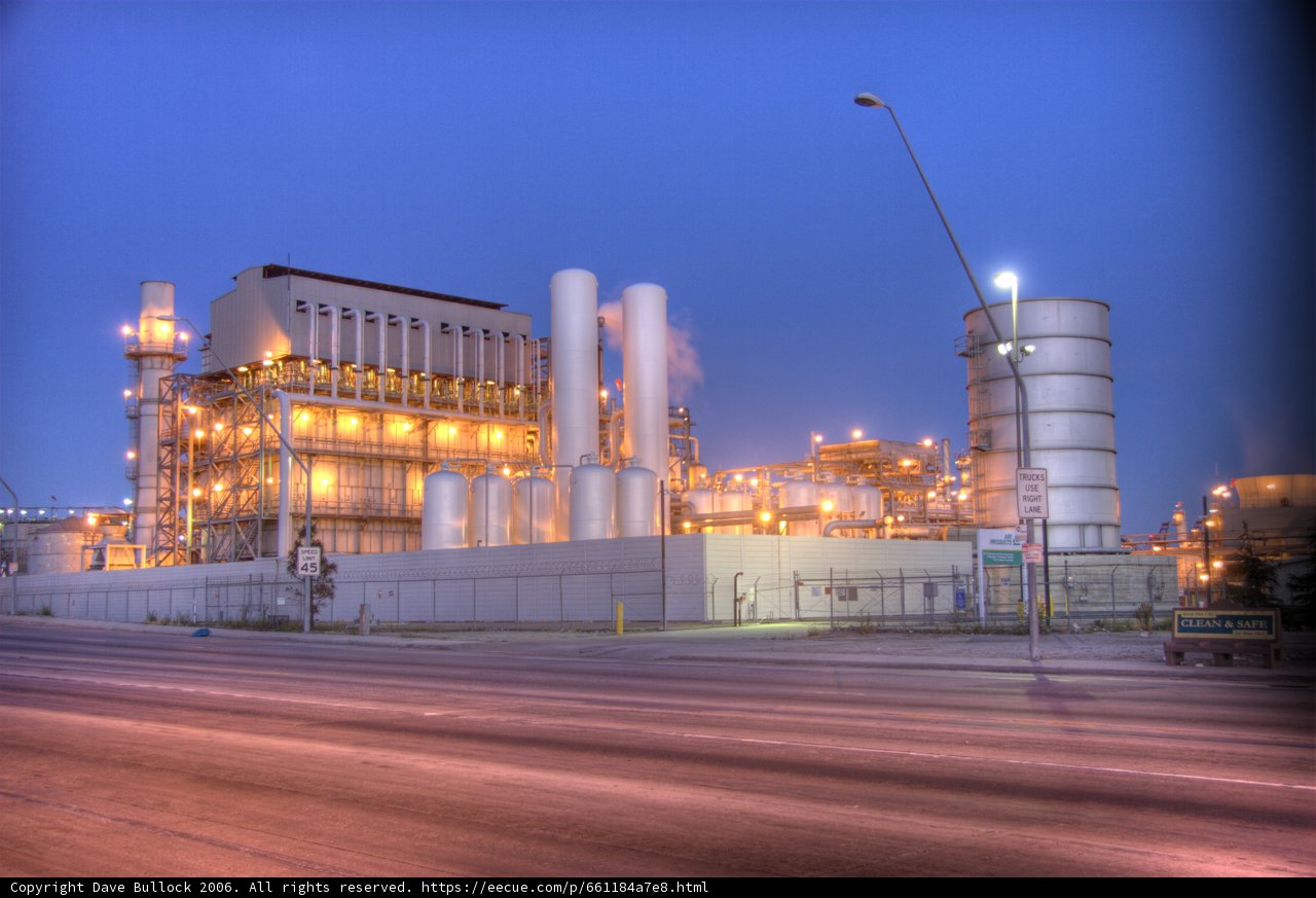 Illuminated Industrial Production at Night