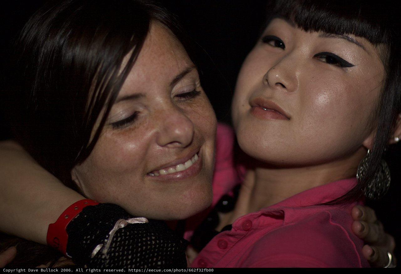 Two Friends Share a Warm Embrace at Night