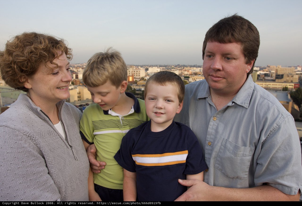 Family Portrait on Rooftop at Golden Hour