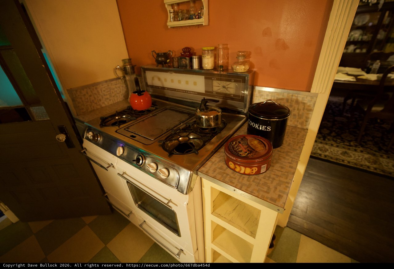 Vintage 1960s Kitchen with Retro Gas Stove Display