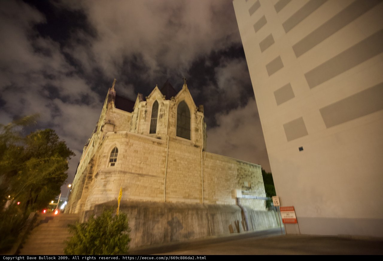 Nighttime View of Towering Church