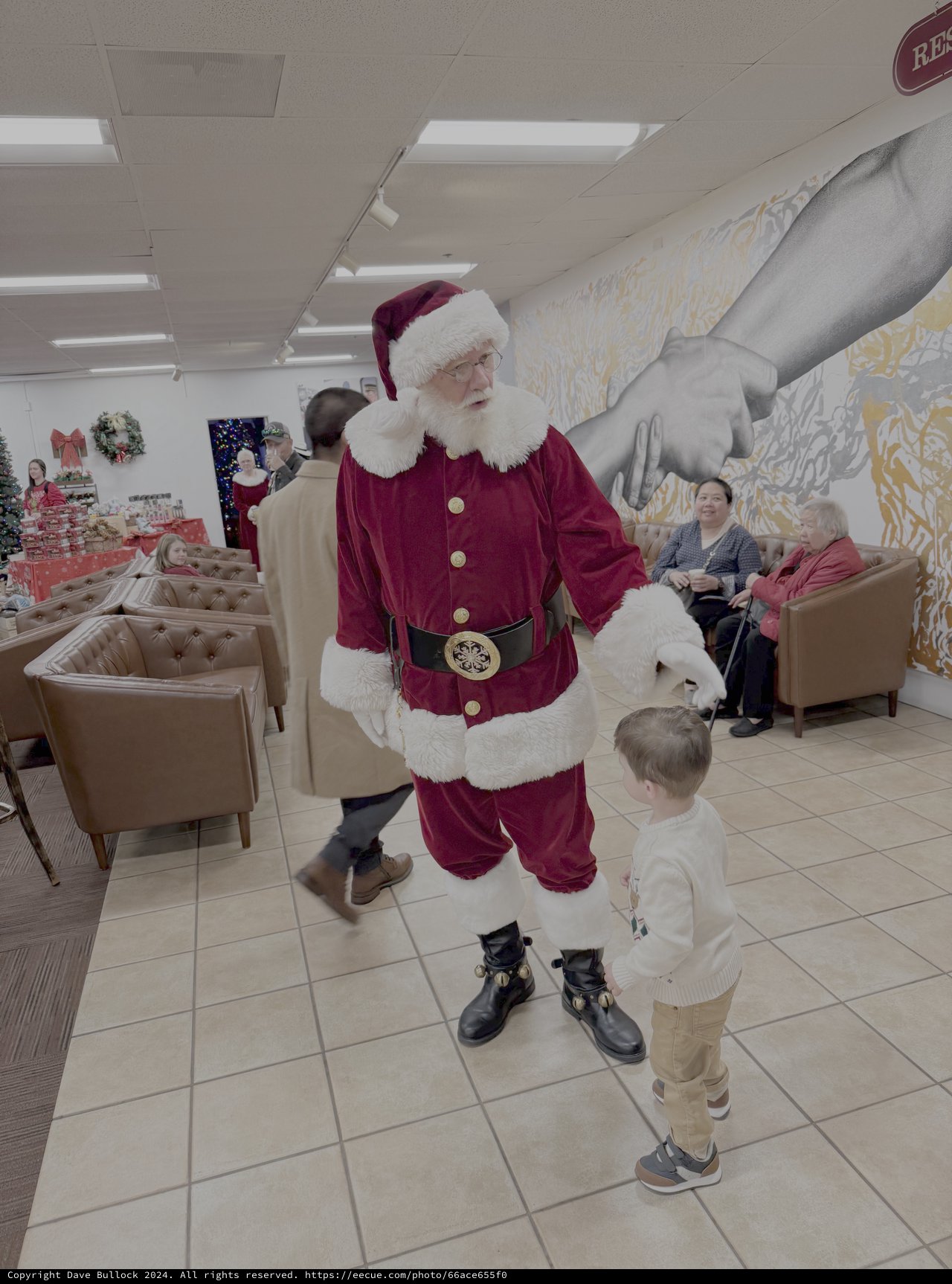 Santa Claus Visits Shopping Mall at Christmas