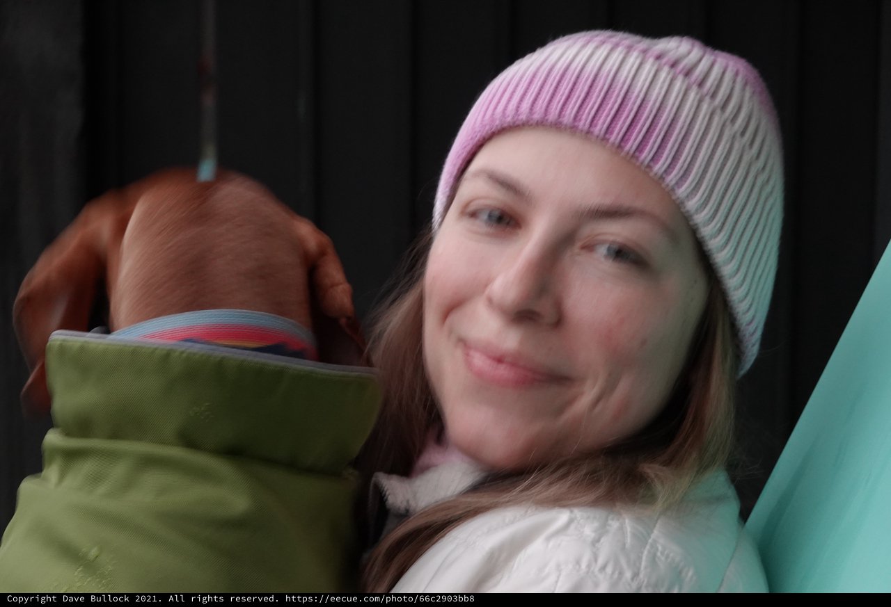 Woman in Colorful Beanie Enjoys Outdoor Winter Day