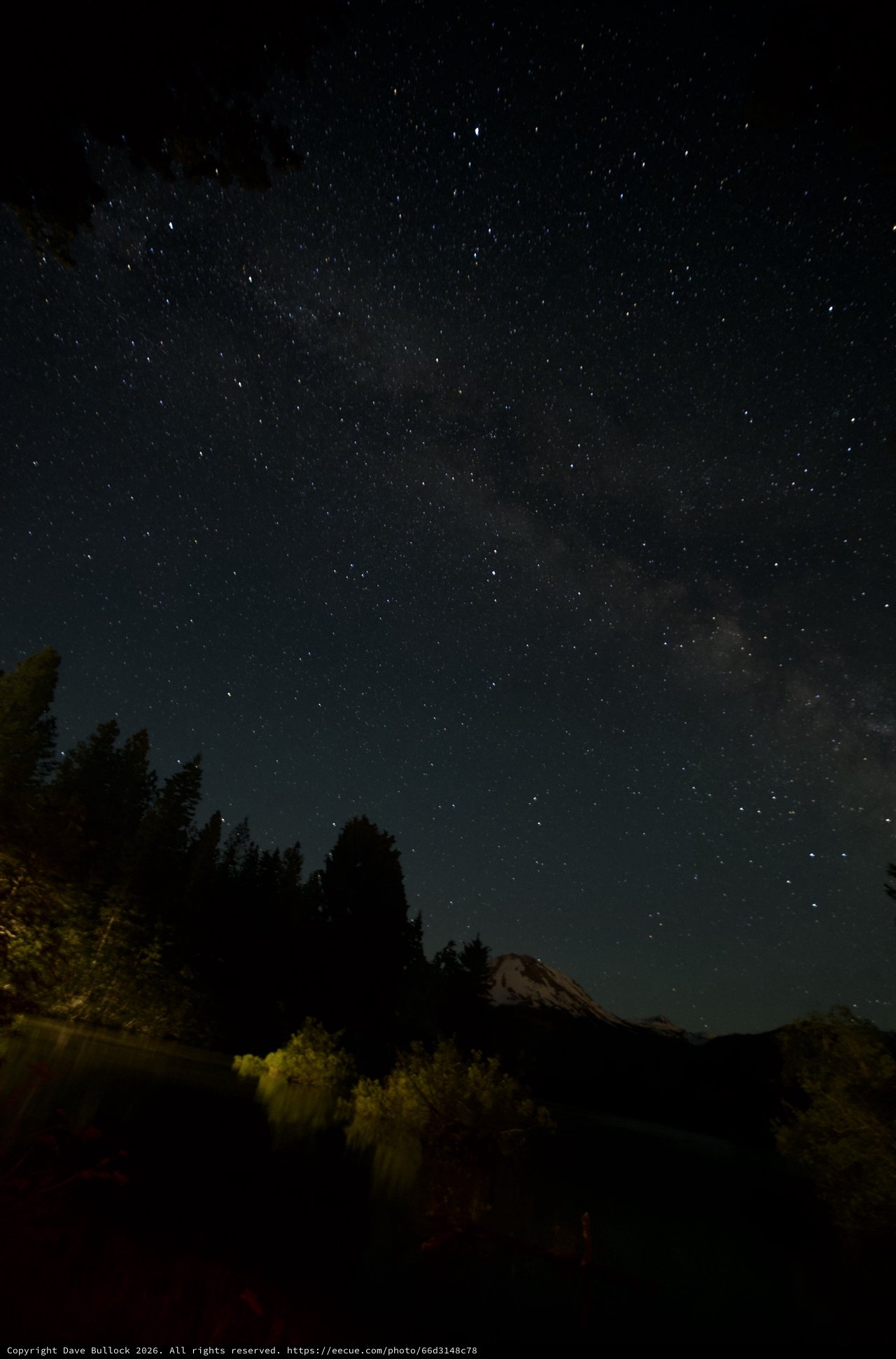 Milky Way Arches Over Mount Lassen at Night