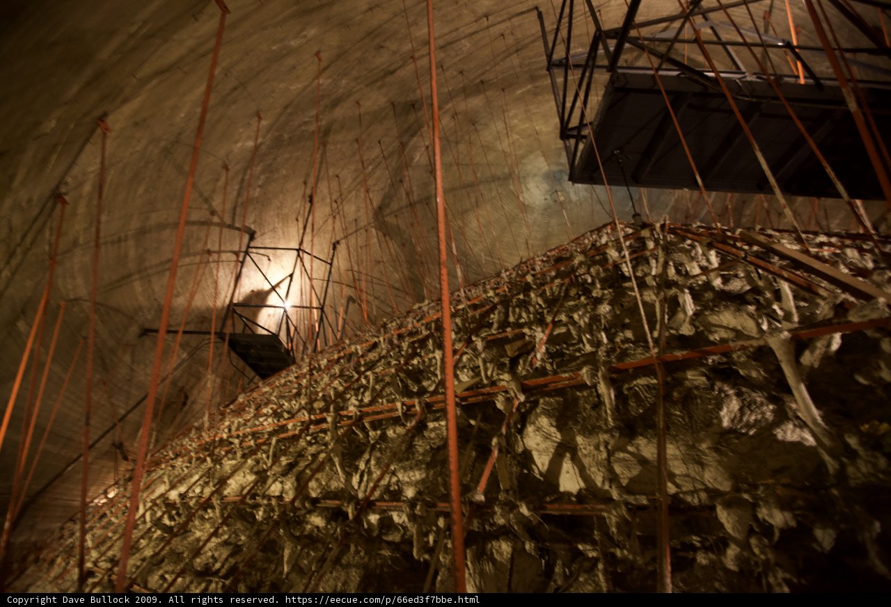 Scaffolding and Ladder in the Rubble-Covered Tunnel