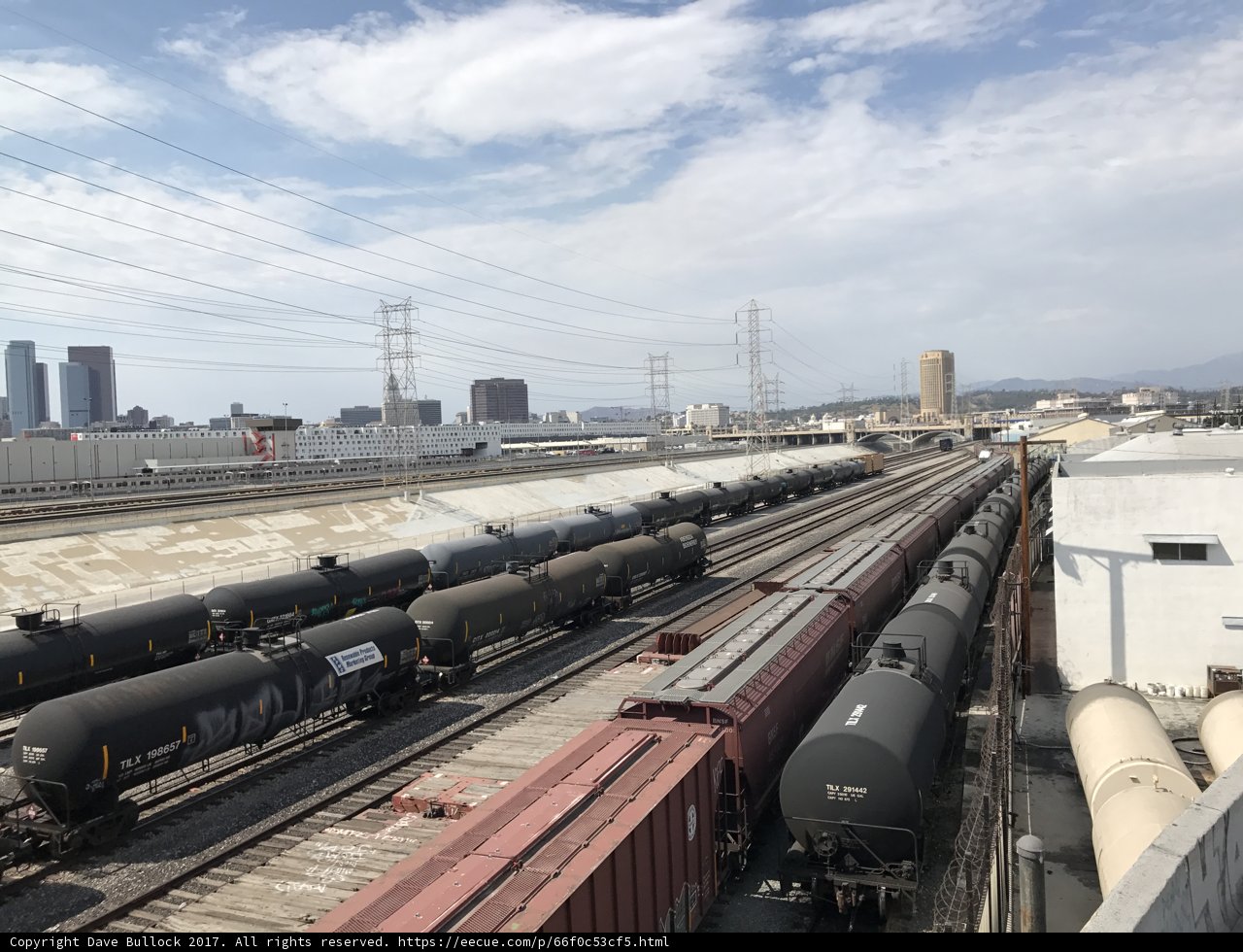 Busy Train Yard in the City