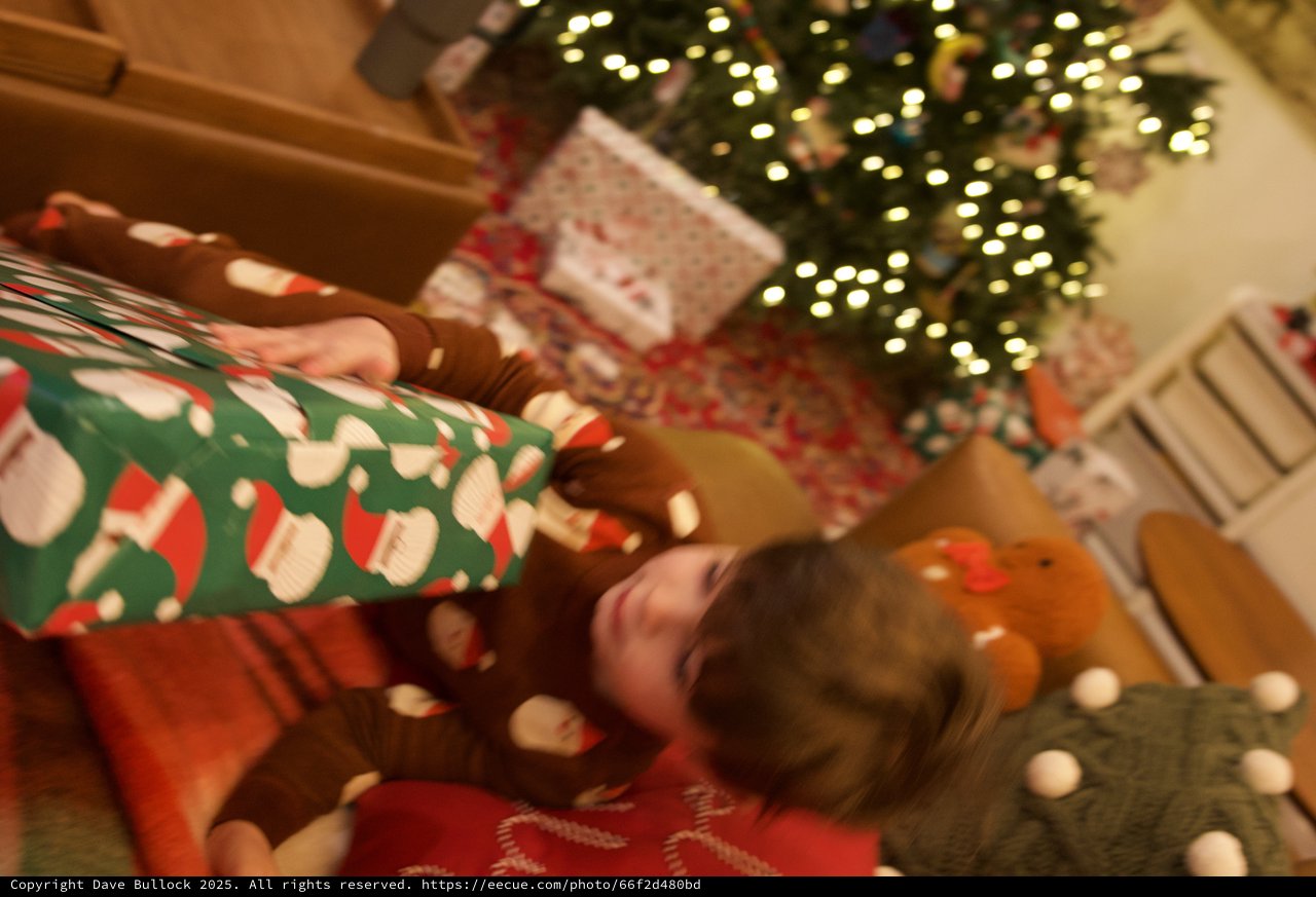 Cozy Christmas Morning Gift Opening by the Tree