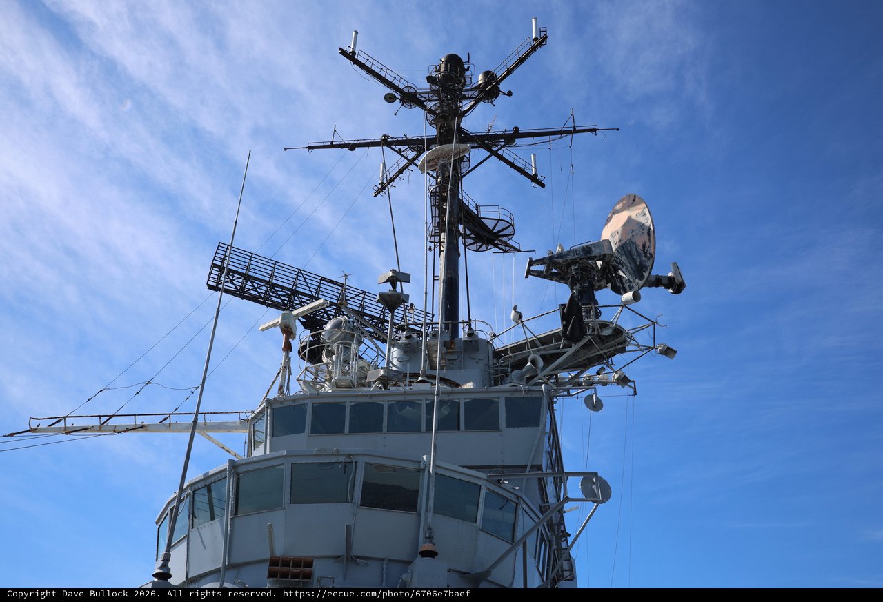 USS Hornet Communication and Radar Mast Tower