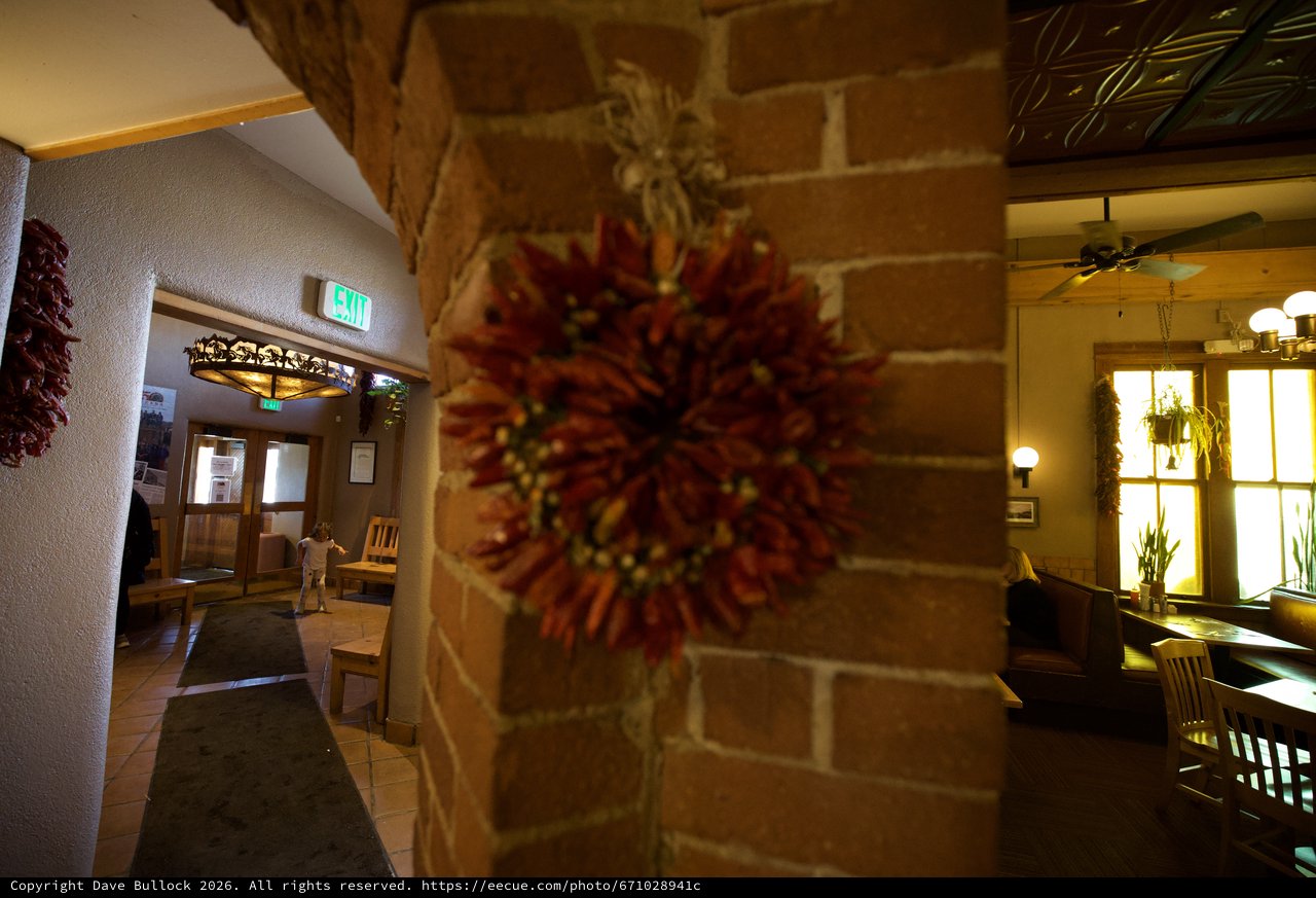 Southwestern Restaurant Interior with Dried Chile Ristras