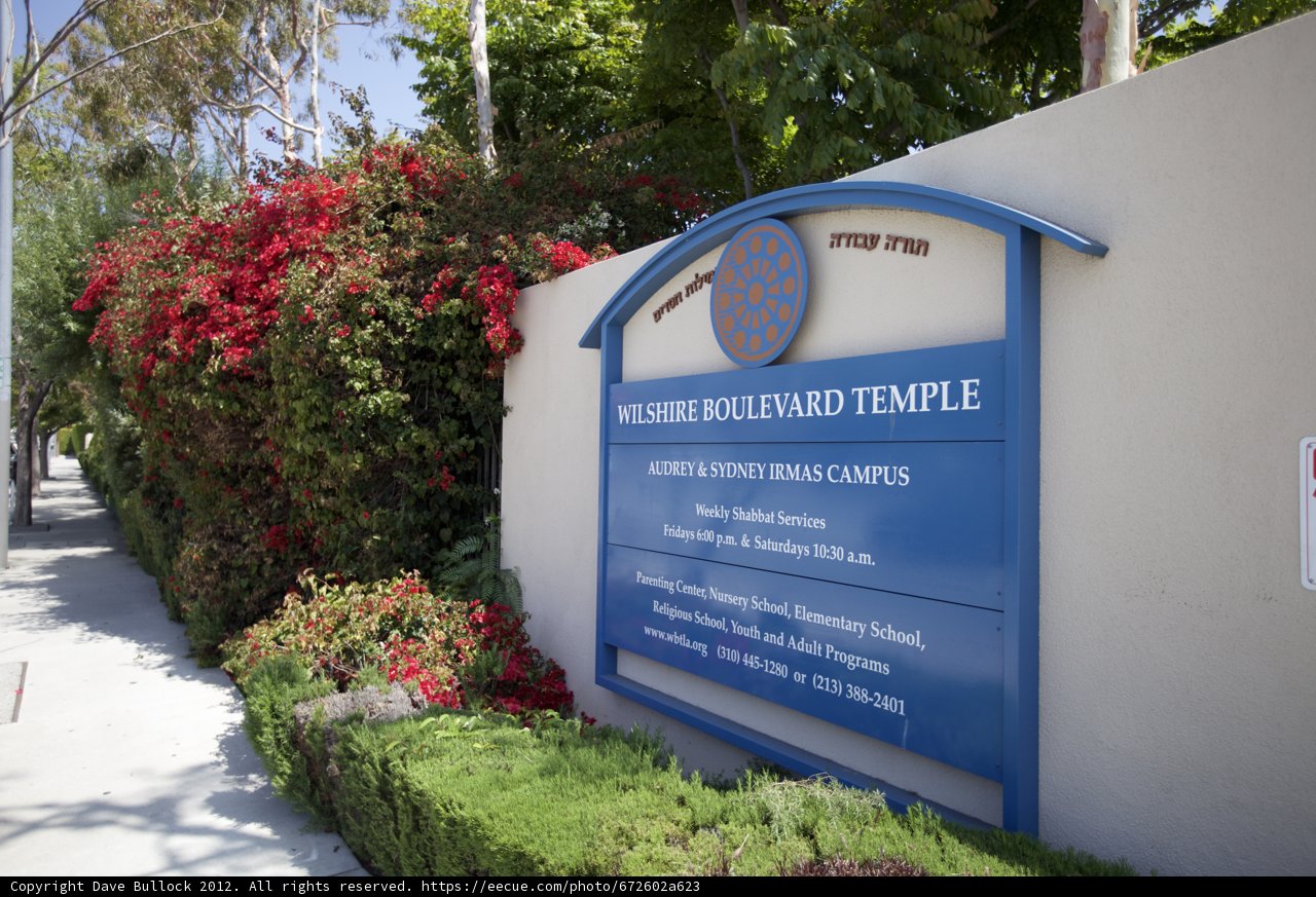 Mormon Temple Sign in LA Garden