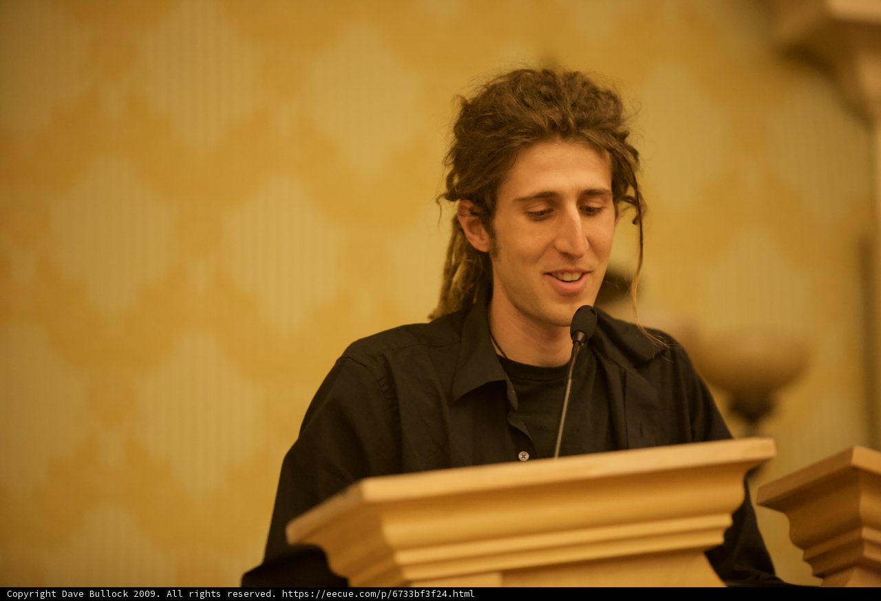 Moxie Marlinspike addressing the crowd