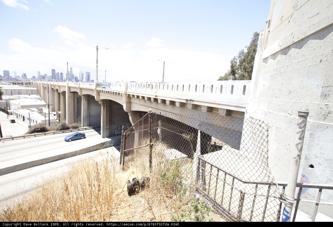 Urban drive across the overpass
