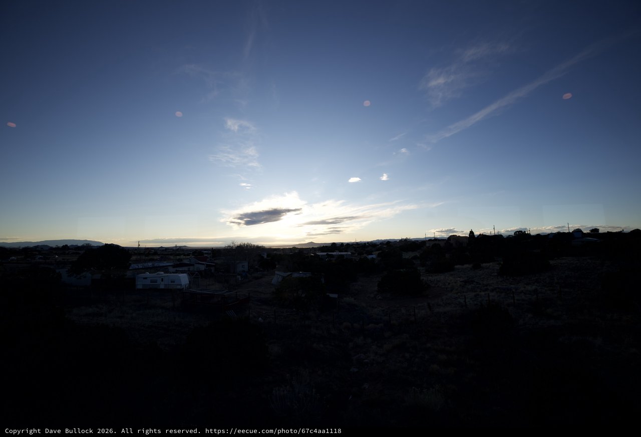 Twilight Over a Silhouetted Rural Township