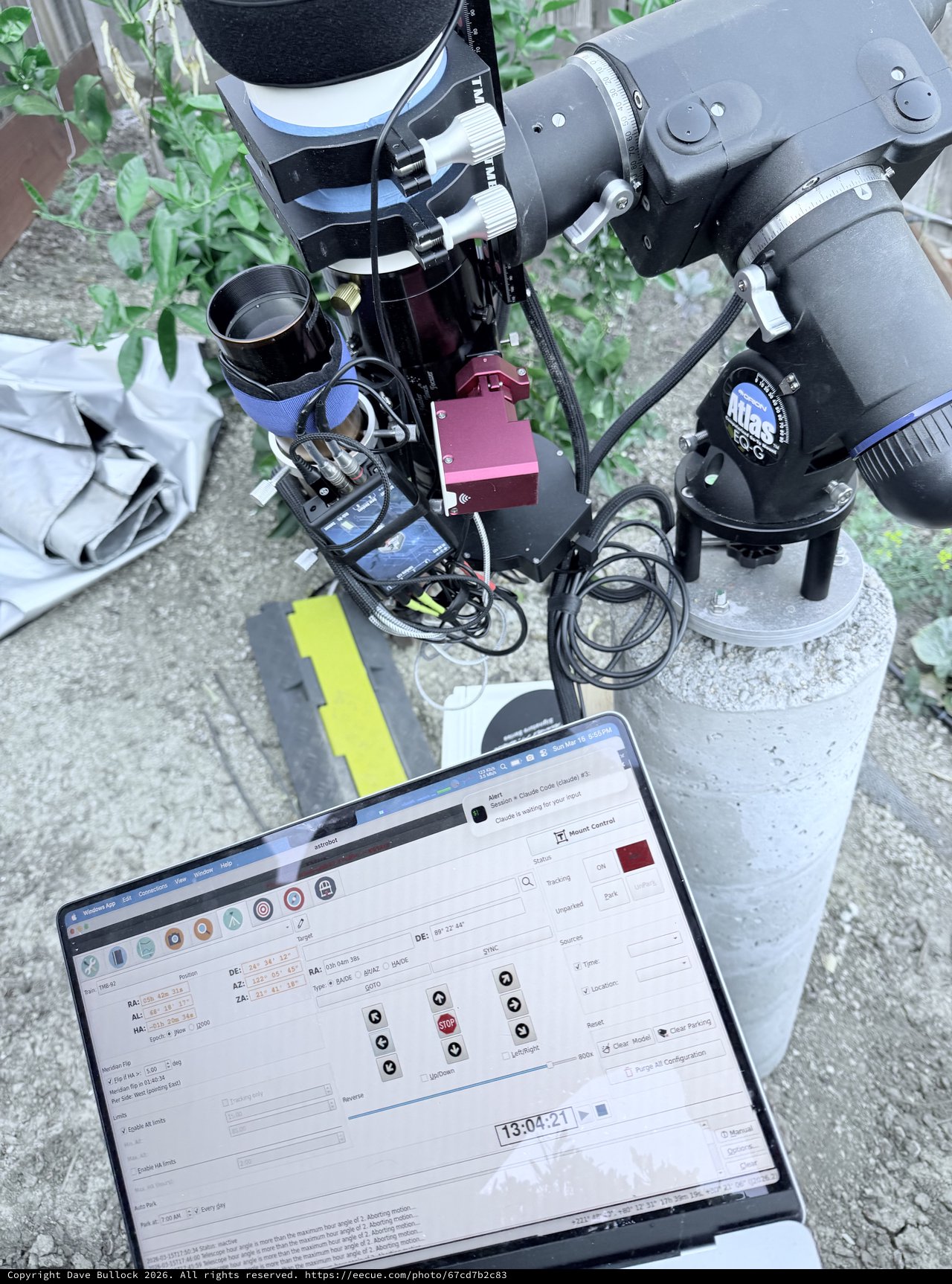 Backyard Astrophotography Setup with Telescope and Computer Control