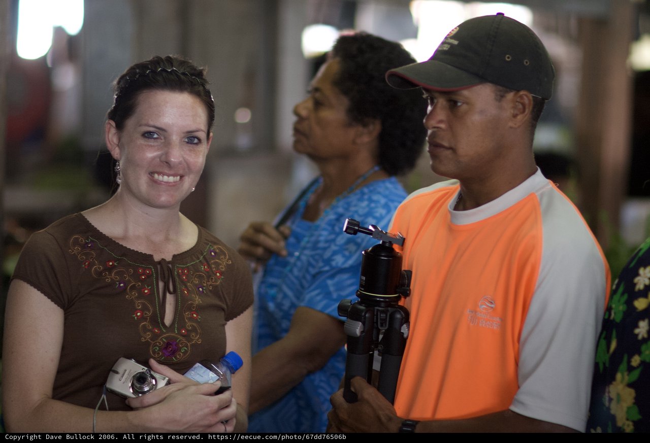 Tourists and Local Guide in Fiji Market
