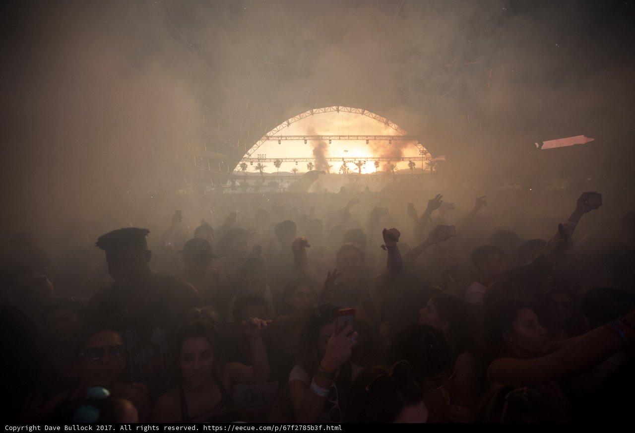 Smoke-filled Crowd at Coachella Music Festival