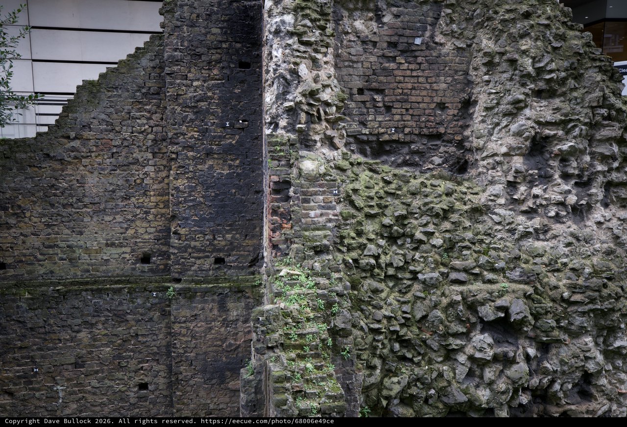 Ancient Roman Wall Ruins in Urban London Setting