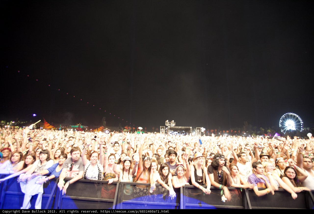 Night-time Crowd at Coachella Concert