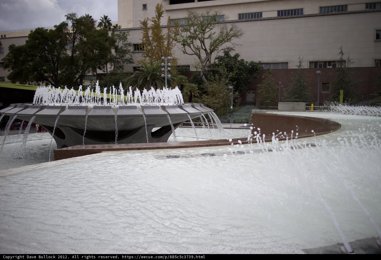 Water Fountain with Sky and Building
