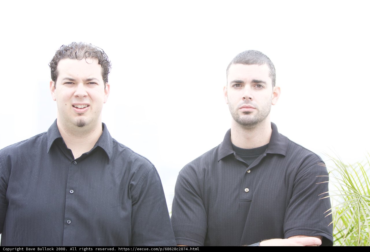 Smiling Brothers in Black Shirts