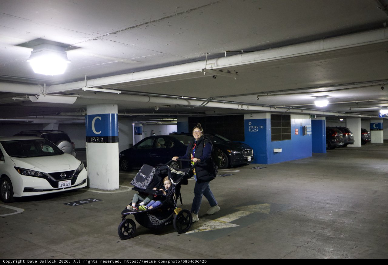 Family Moment in Underground Parking Garage