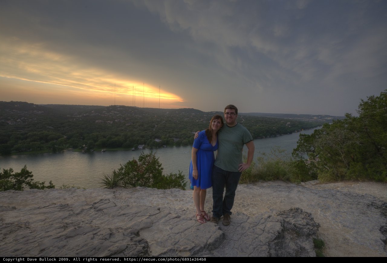 Couple Embraces at Sunset Over Austin's Lake Austin