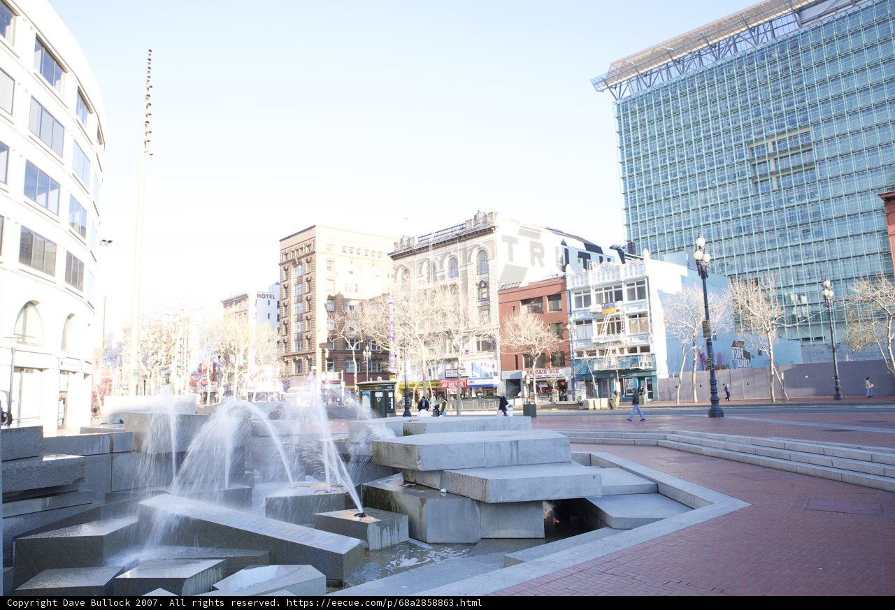 Majestic Water Fountain in City Plaza