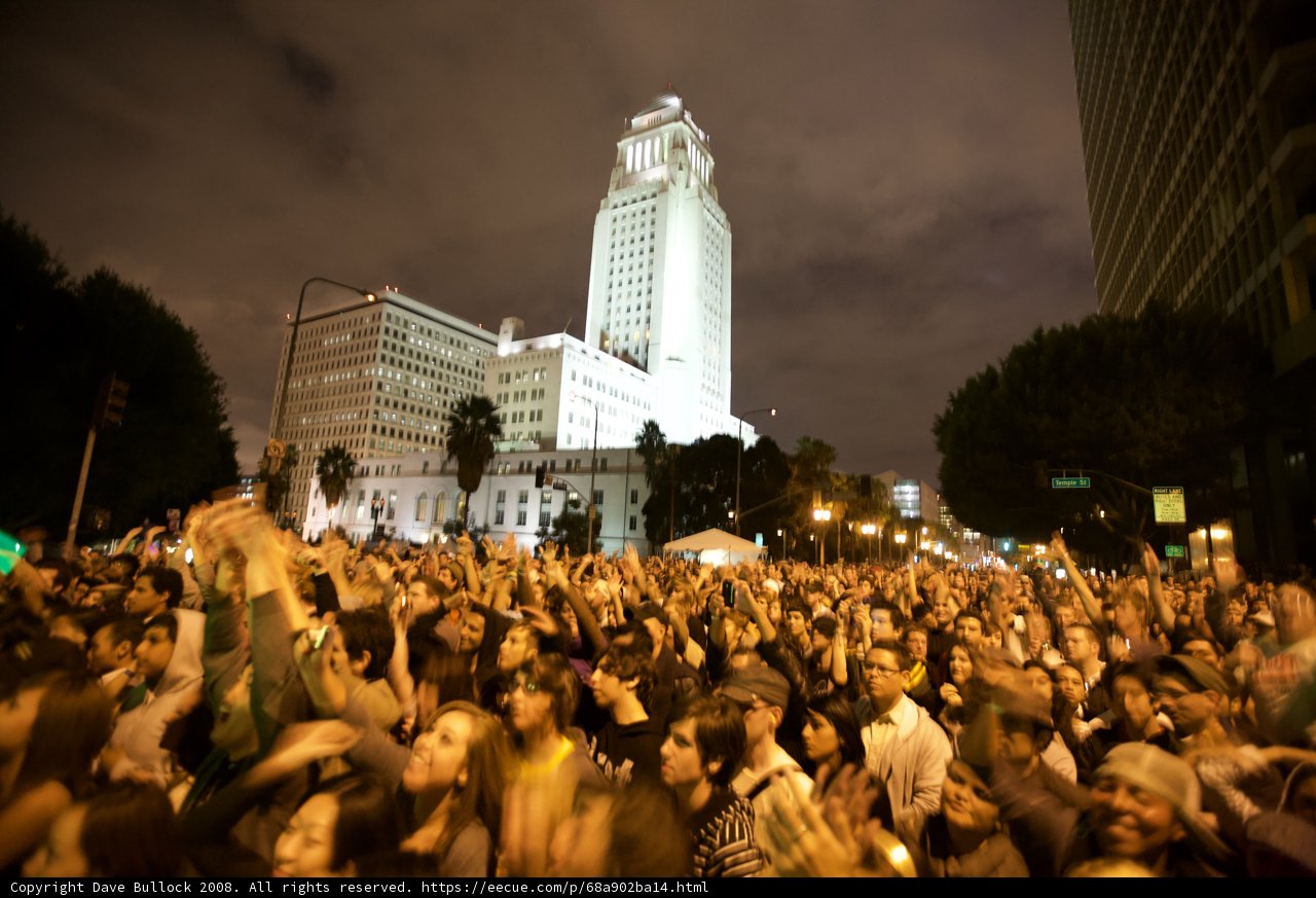 Metropolis Crowd Gathers at Clock Tower