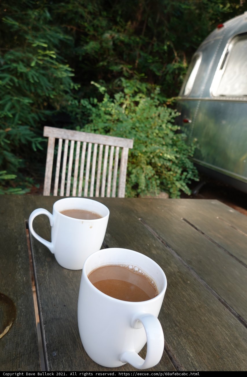 Two Cups of Herbal Tea Enjoyed by a Camper in Guerneville
