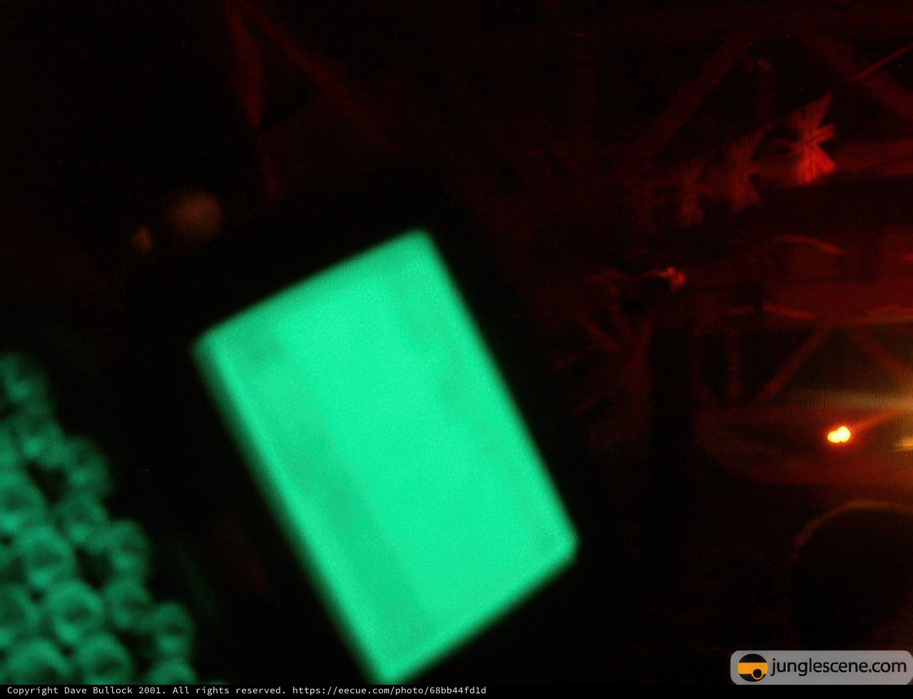 Green Light Illuminates Computer Screen